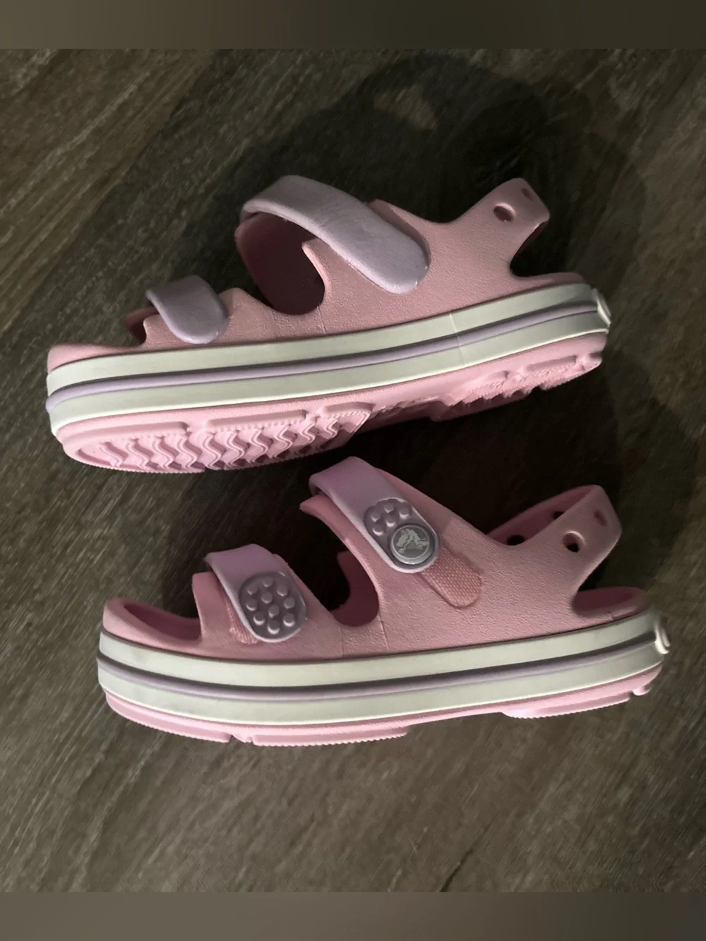 CROCS Kids' Double-Strap Sandals in Light Pink and Lavender